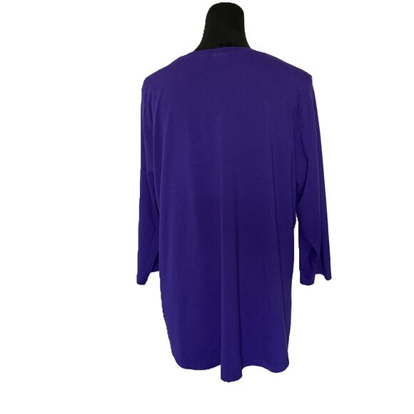 LOGO 1X Purple Cotton Modal 3/4 length sleeve Top - Picture 6 of 11